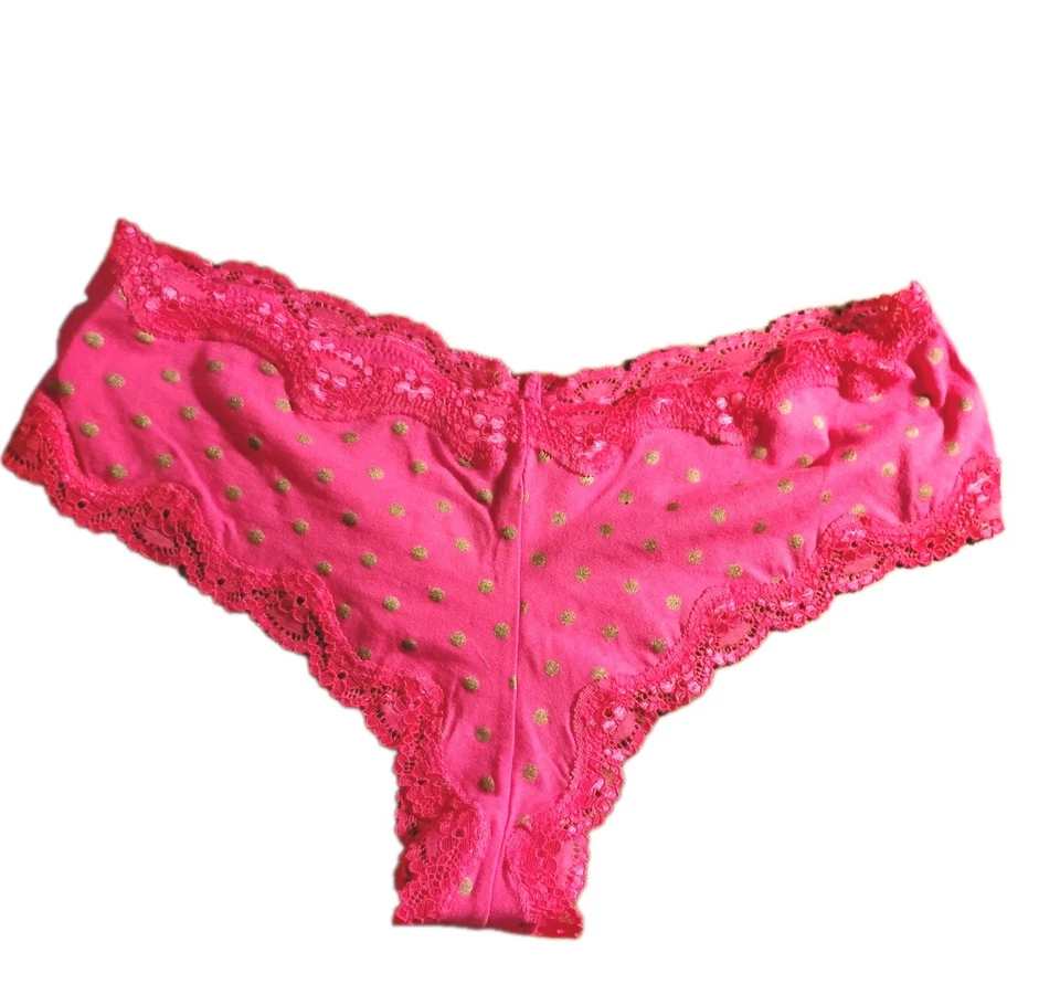 4 PAIR Vtg St. Eve Cheeky Panty Size L Pink/Gold Polka Dot, Black Pink Bow NWOT - Image 2 of 4