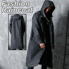 Men/Women Black Waterproof Raincoat Rain Coat Trench Poncho Rainwear Jacket