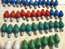 44 Lot old Vtg Christmas Lights GE C-7 C7 Bulbs Tested Red Green Blue White