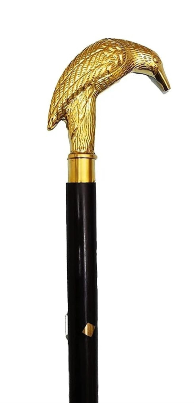 Bastón de madera antiguo con mango de latón para personas mayores hombres muj...