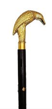 Antique Wooden Walking Stick Cane With Brass Handle For Seniors Men Women Gift