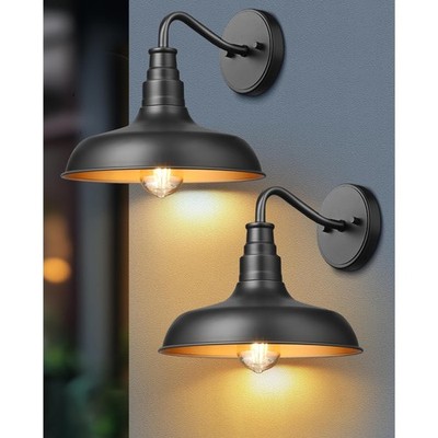 DEWENWILS 2 Pack Gooseneck Barn Outdoor Wall Light Farmhouse Porch