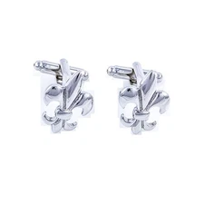 Fleur De Lis Cufflinks Presentation Gift Box Polishing Cloth Elegant Formal