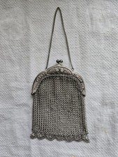 Vintage Silver Tone Chainmail Mesh Chatelaine Purse