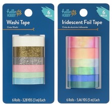 Hello Hobby Iridescent Foil  Glitter Washi Tape Lot   12 Rolls Total   NEW