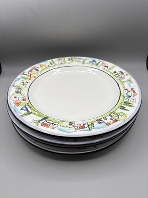 Sakura Provence Design by Apple French Village 10 7/8'' Dinner Plates-Set of 4