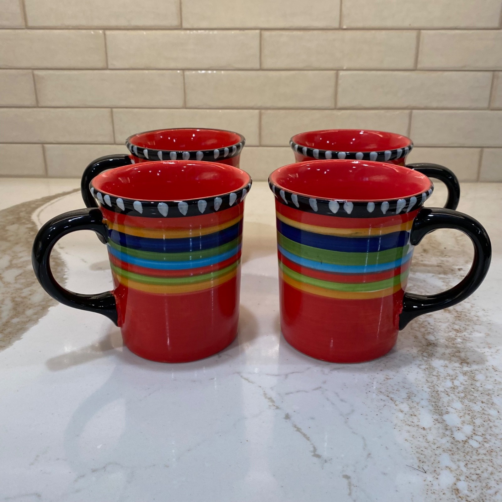 4 Gibson Elite Coffee Mugs, Pueblo Springs, Handpainted, Sou