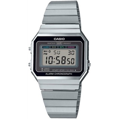 Casio Men's Watch Chronograph Grey Digital Dial Silver Steel Bracelet A-700W-1A