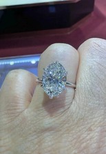 Lab-Created 4.30 Ct Oval Cut VVS1 Diamond Engagement Ring 14K White Gold FN
