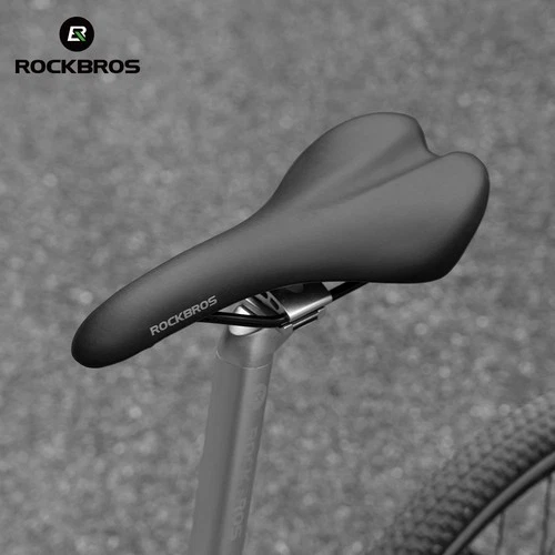 ROCKBROS Road Bike Saddle Synthetic Leather Cushion Steel Rails Bicycle Seat