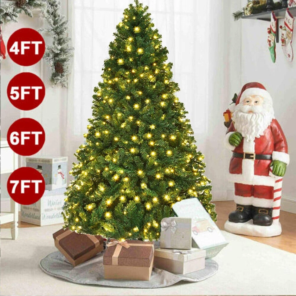 Christmas Tree with Lights 4/5/6/7FT Bushy Xmas Party Home Outdoor Indoor US - Image 4 of 4