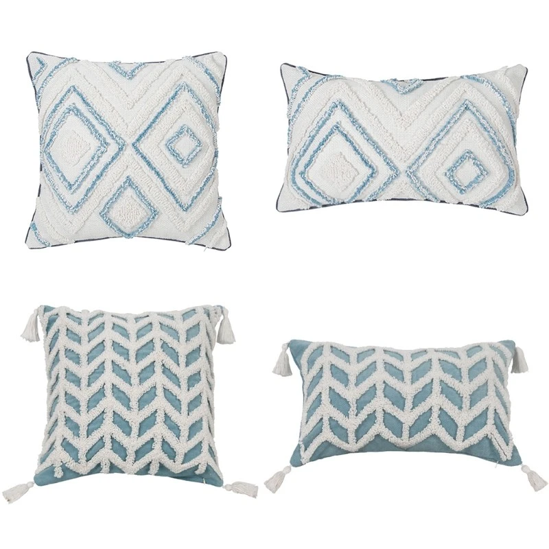 Woven Tufted Boho Throw Pillow Cover Geometric Pattern Cushion for Case Farmhous