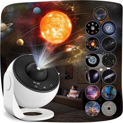 Mexllex Sternenhimmel Projektor für Schlafzimmer - 12 Planeten Discs, LED Lampe 