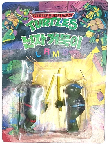 Rare Vintage 80s–90s TMNT Korean Soft Vinyl Figure Set – 2pcs – 9cm – New