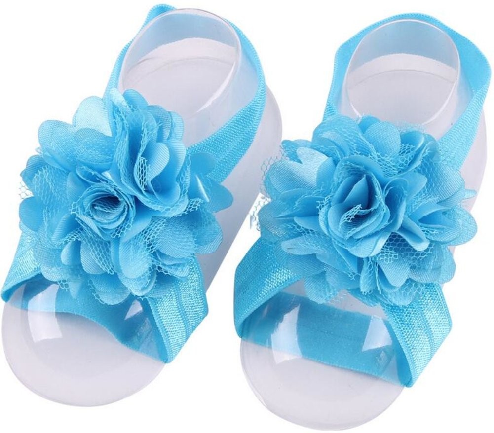 Baby Girl's Barefoot Sandals Flower for Newborn Toddlers (0-3T) (Mixed 12 Col... image 5