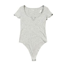 Aerie Gray Short Sleeve Bodysuit NEW Size Medium