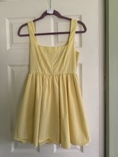 Forever 21 Yellow Solid Fit & Flare Sundress Square Neck Sleeveless  S