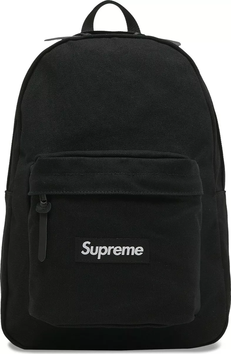 Brand New Supreme Canvas Backpack Black White Logo Fall/Winter