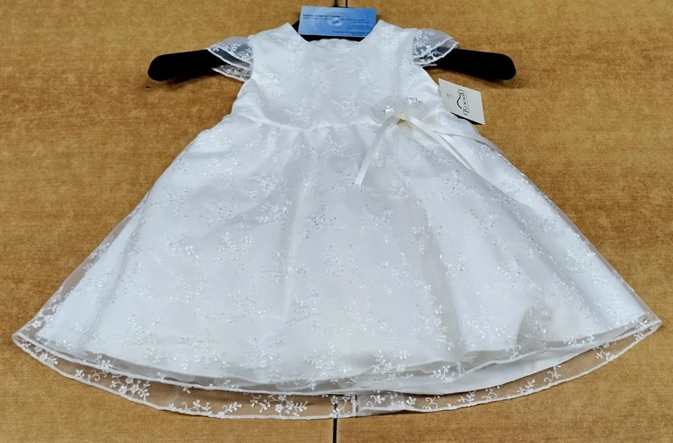 NINNA'O vestina battesimo neonata battesimale bimba Made in italy TG. 3 - 6 mesi - Immagine 2 di 2