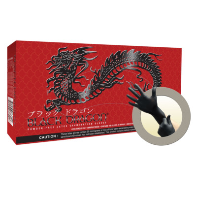 Microflex BD1003PFL Black Dragon Powder-Free Latex Gloves 10/Boxes of 100 Large