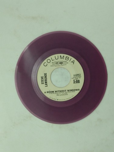 Steve Lawrence - A Room Without Windows - Purple Vinyl White Label Promo 45 RPM - Picture 2 of 2