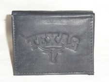 TEXAS LONGHORNS Leather TriFold Wallet NEW black 3 sb