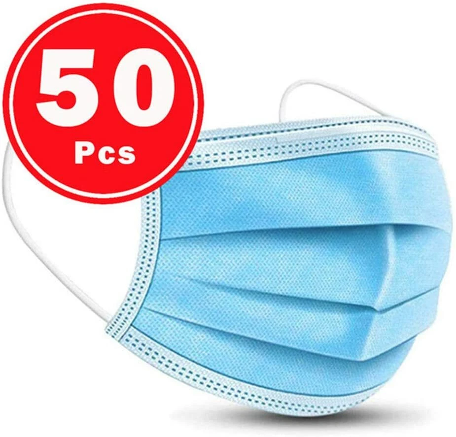 Face Mask With Earloop -3 Ply , Blue , 50 Per box