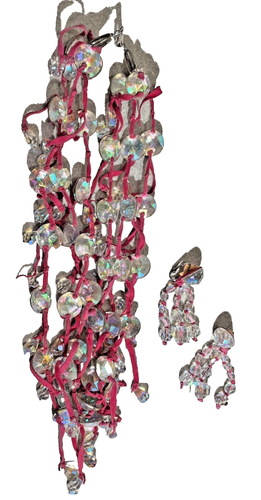 Erickson Beamon Crystal and Red Suede Fringe Necklace Earrings MM0014 - Picture 3 of 8