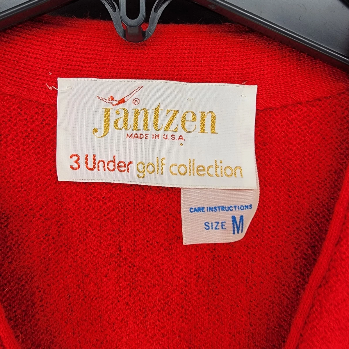 Vtg Jantzen 3 Under Cardigan Sweater Golf Med Wool Red Grandpa 60s