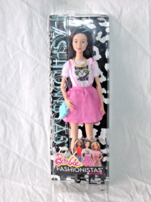 Barbie Fashionistas #10 Kitty Dress Lea Meow White Pink Dress Asian 2015