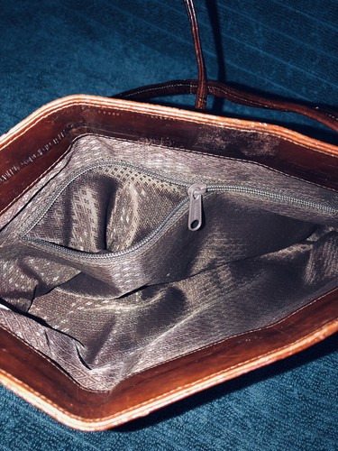 Vintage '70's -'80's Chocolate Eel Skin Shoulder/Clutch Purse - Picture 6 of 12
