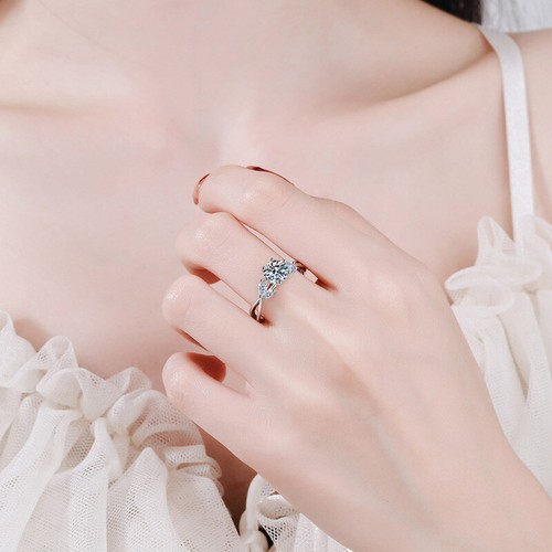 S925 Sterling Silver Ring 1Carct Female Moissanite Ring - Picture 4 of 21