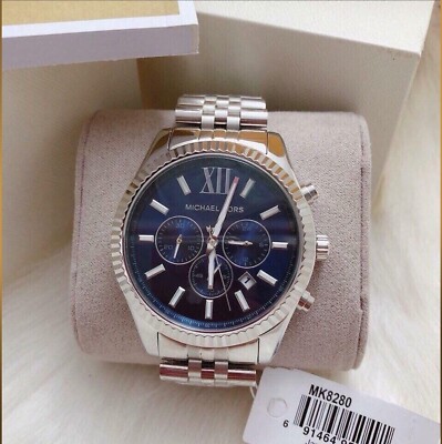 Michael Kors MK8280 Lexington Chronograph Navy Dial Silver Tone