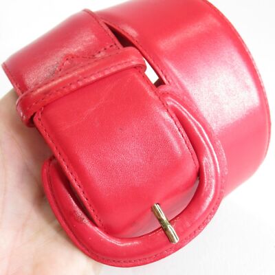 Charter Club Waist Belt Women Small Bright Red Wide Leather  display picture 2