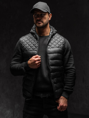 Weste Bodywarmer Steppweste Kapuze Motiv Übergangs Zip Herren Mix