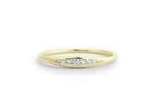 Minimalist Cluster Thin Wedding Band 1ct Round Cut Moissanite Yellow Gold Plated