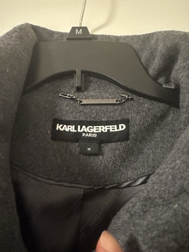 Karl Lagerfeld Women’s Coat. Grey Wool Blend With Belt. Size Medium - Picture 3 of 6