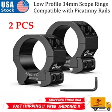 Low Profile 34mm Scope Rings 0.92" Ring Center Picatinny Rail Rifle Scope Mounts