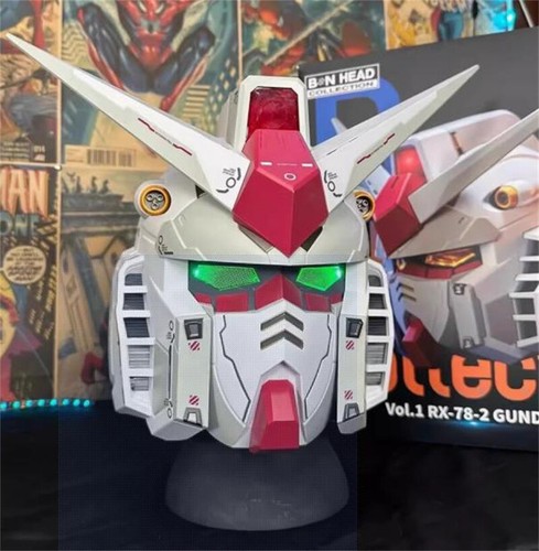 Anime Mobile Suit Gundam RX-78 Cosplay Mask Wearable Helmet LED Light up w/Base - Picture 16 of 17
