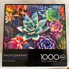 1000 Piece Simple Succulent Colorful Plants Vivid Jigsaw Puzzle - New Unopened