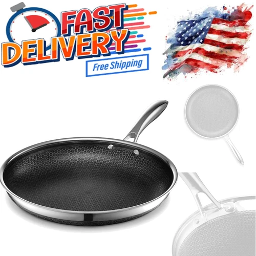 Hybrid Nonstick Frying Pan 12 Inch Stainless Steel Oven Safe Induction Ready
