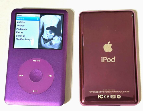 APPLE iPOD CLASSIC 7th Gen Purple 128GB SSD W/2000 mAh Mega Battery Pink Back