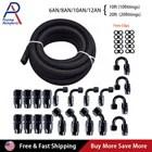 10/20FT 6AN 8AN 10AN 12AN CPE Braided Nylon Fuel Line Kit Fuel Hose End Fittings
