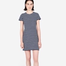Everlane The Gia Mini Dress Size Small Navy Blue White Striped Cotton Tee