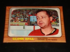 GLENN HALL 1966 Topps #54 Chicago Black Hawks, Hockey Card, HALL OF FAME GOALIE