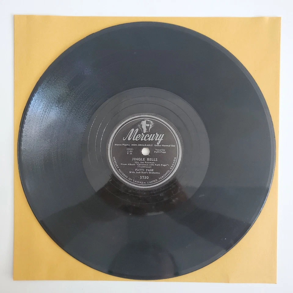 IMPORT Patti Page Christmas Choir/Jingle Bells 10" 78 RPM MERCURY 5730 Canada Foto 2 de 3