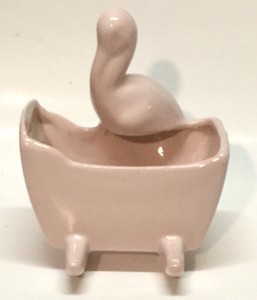 Vintage-Haeger-USA-Stork-on-Cradle-Planter-Pink-EUC