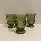 Vintage Indiana Whitehall Avocado Green Cubist Footed Water Glassses — photo 1