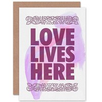 Love Lives Here Partner Jahrestag Liebe Valentinstag Liebeskarte Valentinskarte