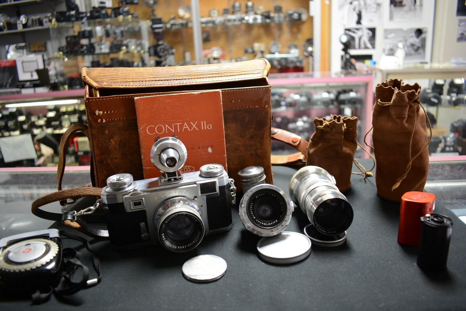 Contax IIa Jena 5cm f2, Zeiss Opton 35mm 2.8, E Leitz viewfinder Sonnar ...